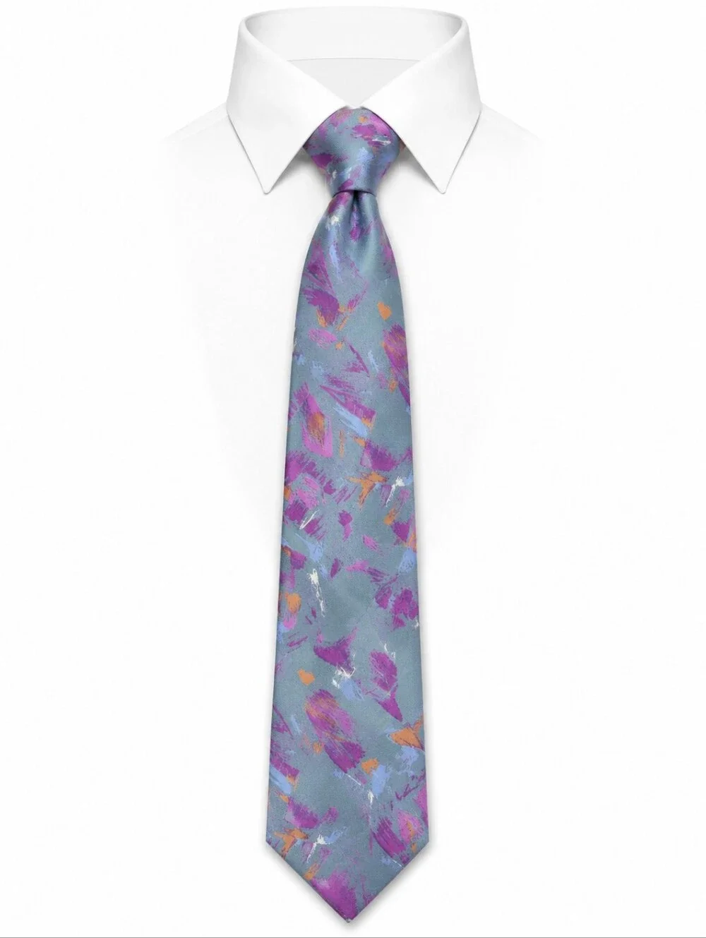 PIERRE CARDIN | Abstract Silk‎ Necktie Teal Purple Vintage 90s Art Tie | 57